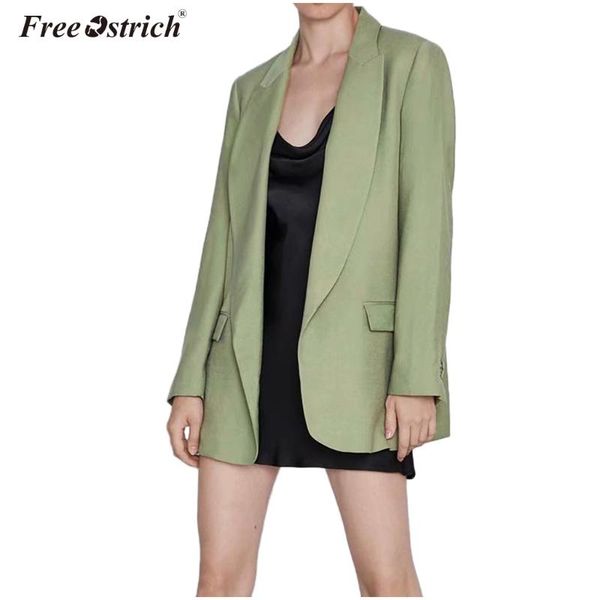 

women's jackets ostrich jacket women long sleeve turn-down collar outwear coat open stitch autumn winter elegant loose overcoat n30, Black;brown