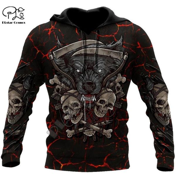 

men's hoodies & sweatshirts plstar cosmos animal wolf hunting fenrir tattoo tracksuit pullover fashion 3dprint men/women casual jackets, Black