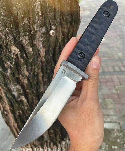 Coltello dritto di sopravvivenza di alta qualità DC53 Lama a punta Tanto satinata Full Tang G10 Maniglia Coltelli tattici a lama fissa con fodero K