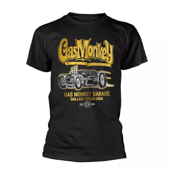 

gas monkey garage yellow rod licensed t-shirt men, White;black