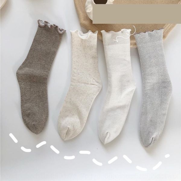 

tgM autumn and winter 2021 warm hosiery cotton christmas plush snow women's thickened cotton middle tube christmas socks solid color pile s, Black;white