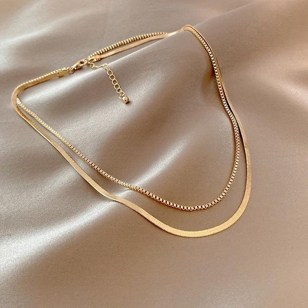 

chains fashion layered flat snake necklace choker chain for women dainty jewelry wholesale designer gold color hip hop, Silver