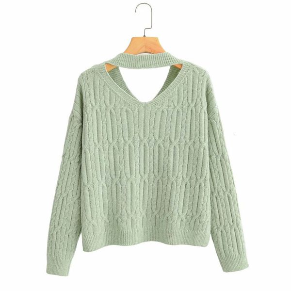 

sweaters korean style v-neck open back long-sleeved pullover solid color chic women's winter warm female sweater, White;black