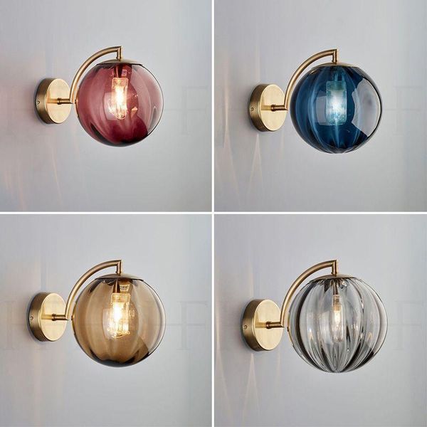 

wall lamp loft vintage living room decoration crystal lights glass ball mirror light bedroom bedside