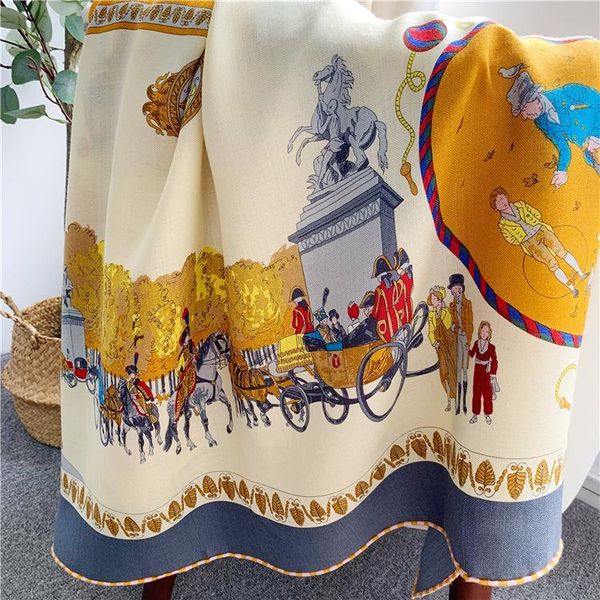 

scarves strolling paris velvet scarf ladies silk wool big square european and american retro temperament blue shawl, Blue;gray