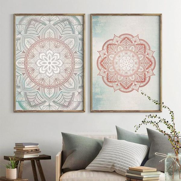 

paintings canvas painting bohemia mandala floral vintage wall art print poster yoga picture living room interior decor