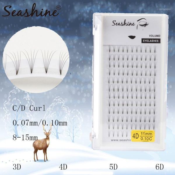 

seashine lashes premade fans russia volume eyelashes extension short stem 3d -6d pre made individual1