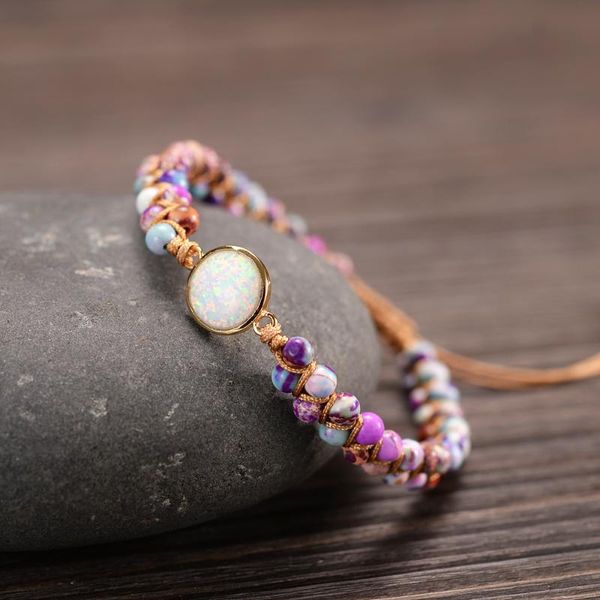 

tennis friendship wrap bracelets femme amethysts opal woven yoga bracelet bohemian jewellery, Golden;silver