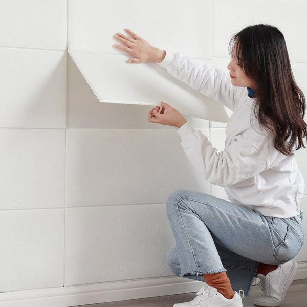 

self-adhesive stereo waterproof anti-collision solid color foam wall stickers living room bedroom bathroom home decor