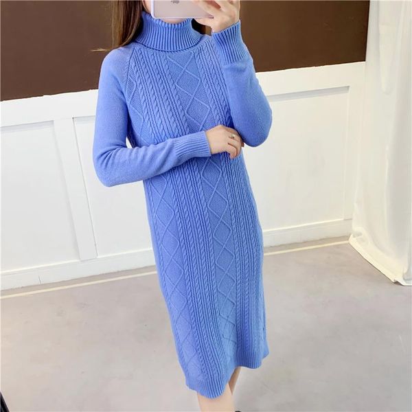 

casual dresses winter turtleneck sweater dress women knitted female knitwear full sleeve soft vestidos high quality, Black;gray