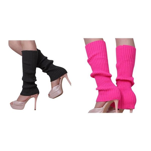 

women's solid color knitted foot less dark grey & rose socks, Pink;yellow