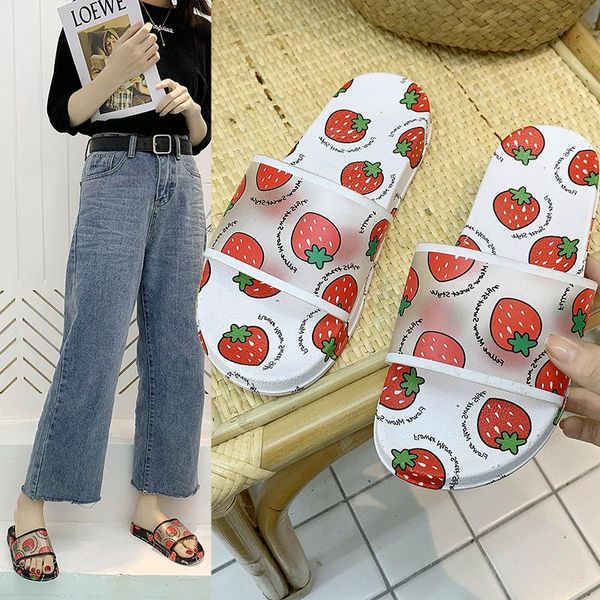 

summer slippers shoes women cute fruit jelly color transparent open toe flip flops clear outdoor beach slides sandals, Black
