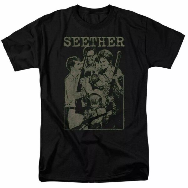 

seether happy family t shirt licensed rock n roll music band tee black, White;black