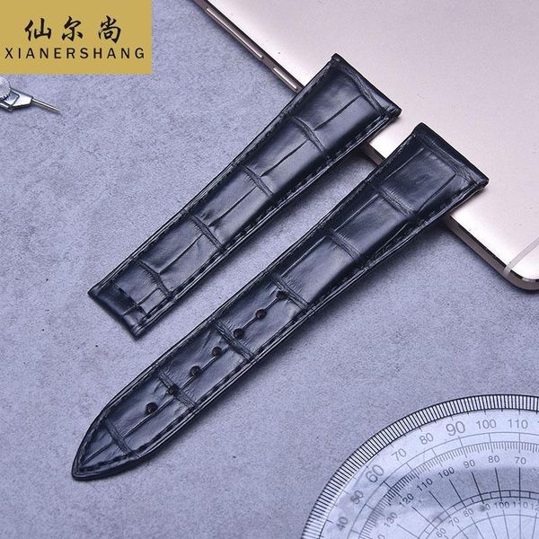 

watch bands luxury alligator watchbands 18mm 19mm 20mm 22mm custom de-ville strap genuine leather belt handmade crocodile skin band 21, Black;brown