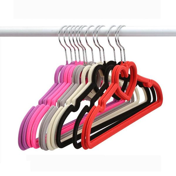 

hangers & racks 20pcs clothes hanger velvet heart non slip closet drying coat suit organizer 42cm