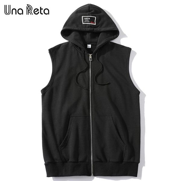 

men's vests una reta hip hop vest men sleeveless men's jacket with hooded streetwear plus size solid, Black;white