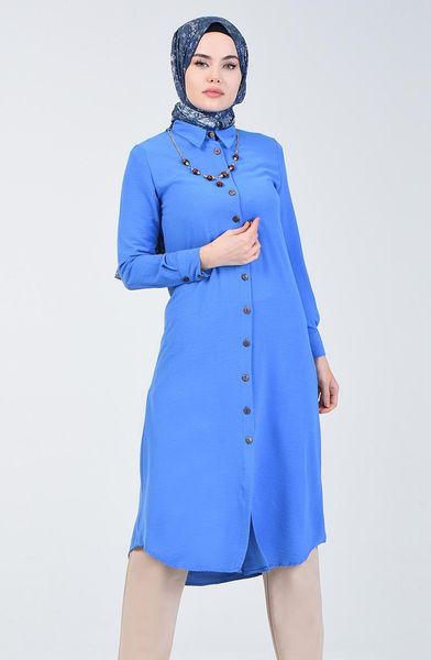 

women's blouses & shirts minahill aerobin fabric necklace tunik 5308-03 blue, White