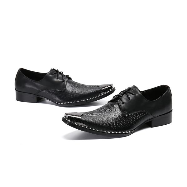 

formal shoes men genuine leather crocodile leather studded oxford shoes man black decor metal steel toe lace up coiffeur dress