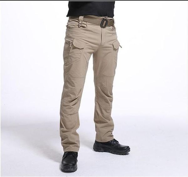 

men's multi-pocket tactical pants stretch casual autumn spring army trousers slim fit, Black