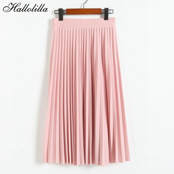 

skirts womens women clothes midi skir pleated skirt streetwear fashion ladies female casual elegant solid mid-calf a-line, Black