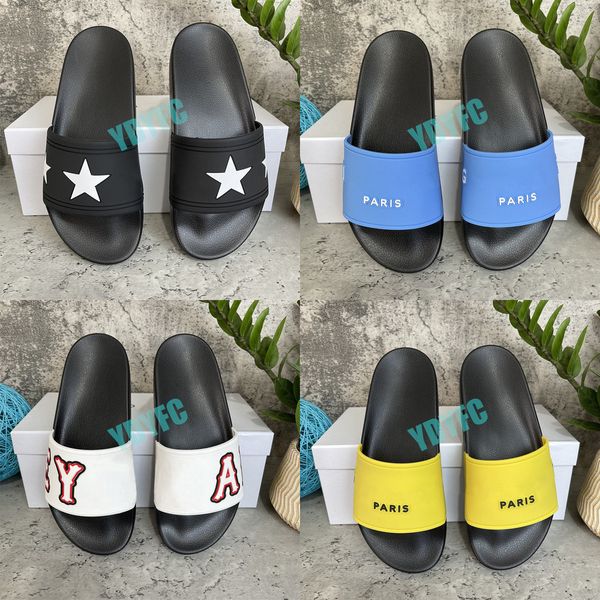 

2022 new mens womens slipper three-dimensional font shoes slide summer fashion wide flat sandals flip flop size 36-46 with box, Black