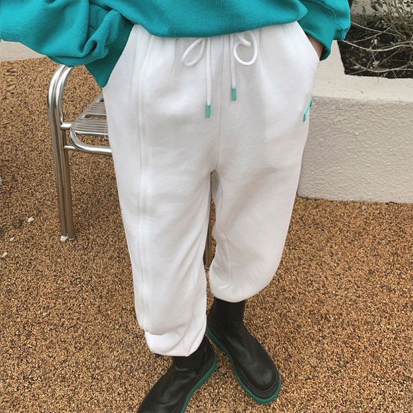 

women's jumpsuits & rompers autumn korea fashion women elastic waist loose cotton white pants all-matched casual zipper design harem v4, Black;white