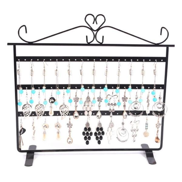 

jewelry pouches, bags 72 holes earrings/necklace/ear studs display holder stand showcase metal organizer rack flat earring, Pink;blue