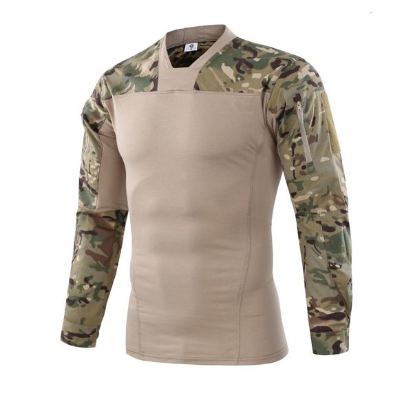 

women's t-shirt tactical cotton men's military camouflage wicking frog suit v-neck stretch wear-resistant long-sleeved s vy9h, White