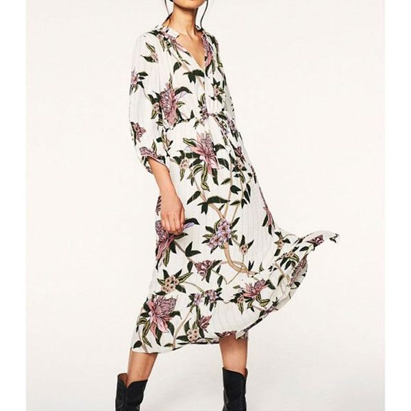 

casual dresses 2021 french style fashion gold silk flower print slim tea break dress romantic big, Black;gray