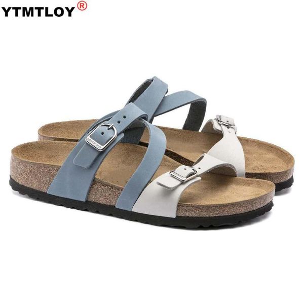 

fashion outside buckle cork slipper women summer mixed color casual beach slip on flip flops slides shoe slippers, Black