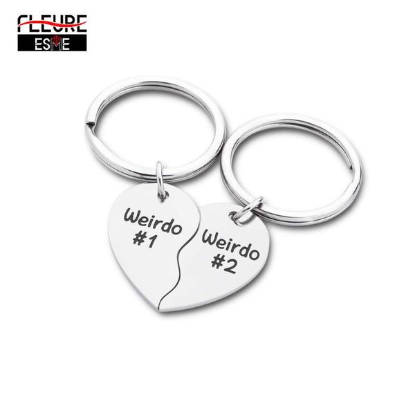 

keychains friends keychain keyring "weirdo 1 weirdo 2" friendship jewelry gift for teen girls bff boyfriend girlfriend husband wif, Silver
