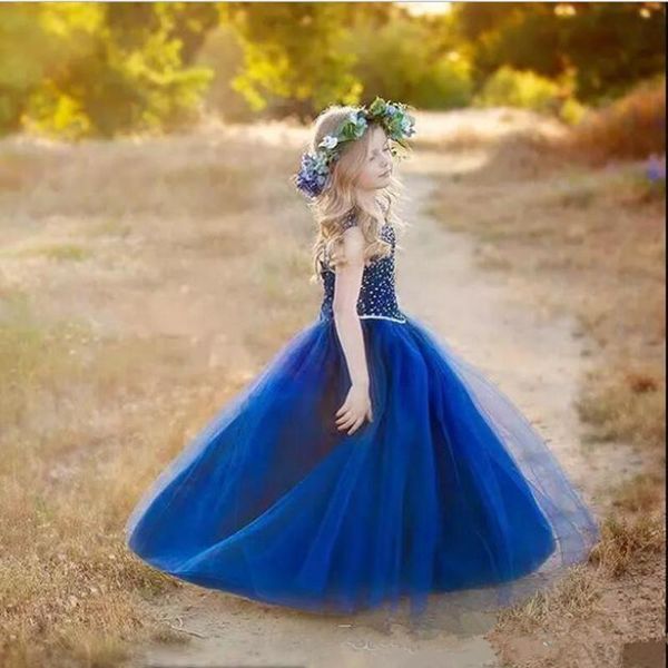 

girl's dresses pageant navy blue jewel crystal beads flower girl dress for wedding child birthday party prom princess gowns kids cospla, Red;yellow