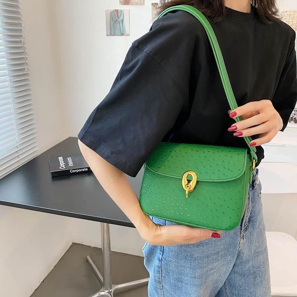 

evening bags chicken skin pattern simple pu leather flap crossbody for women 2021 fashion luxury trendy green shoulder handbags