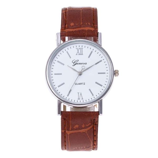 

wristwatches neutral watch automatic luxury quartz wristwatch precision scale dial date clock casual leather band woman's kadin saat *a, Slivery;brown