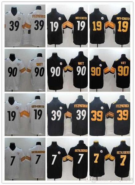 

men pittsburghsteelers7 ben roethlisberger19 juju smith-schuster 39 minkah fitzpatrick 90 t.j. watt football jerseys, Black;red