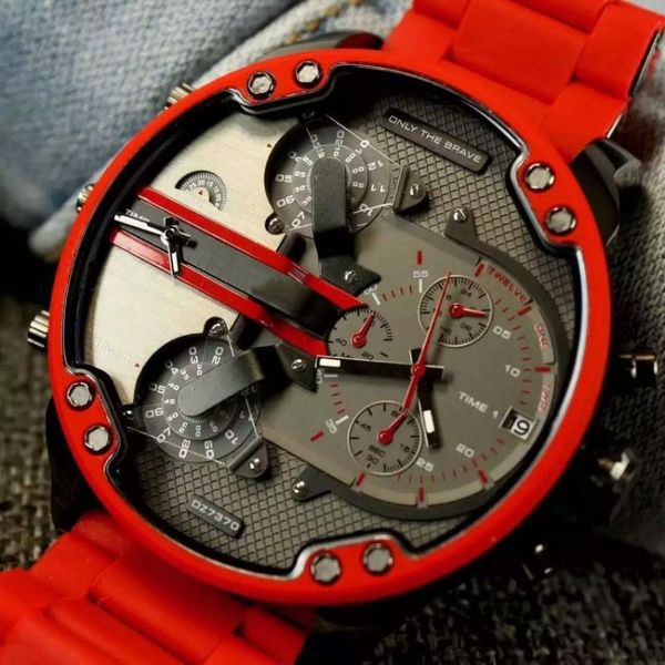 

red quartz men's watch big decoration world time life waterproof women watches luxury mens fashion wristwatches, Slivery;brown