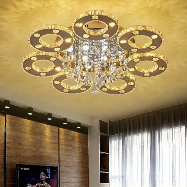 

crystal led ceiling chandelier light round atmospheric lamp for kitchen lights hanging living room bedroom 108w 97w 56w pendant lamps