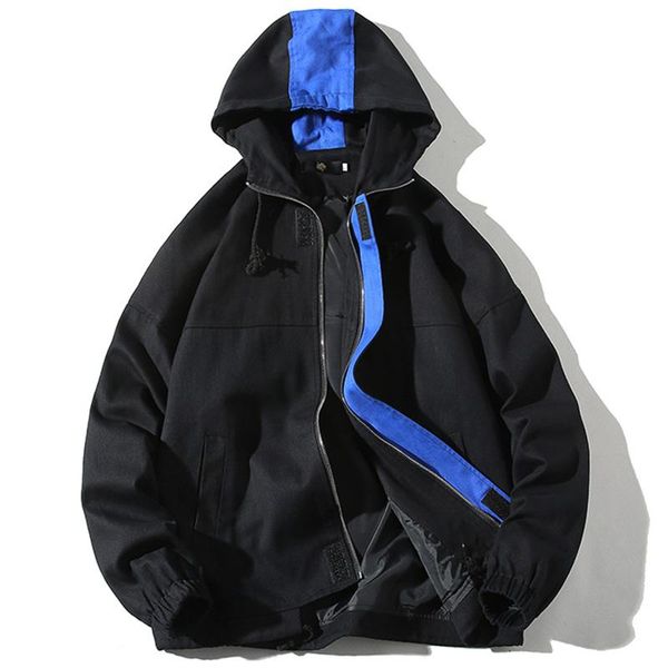 

men's jackets hooded men hip hop patchwork spring autumn loose casual cotton jacket male coats zipper streetwear 5xl, Black;brown