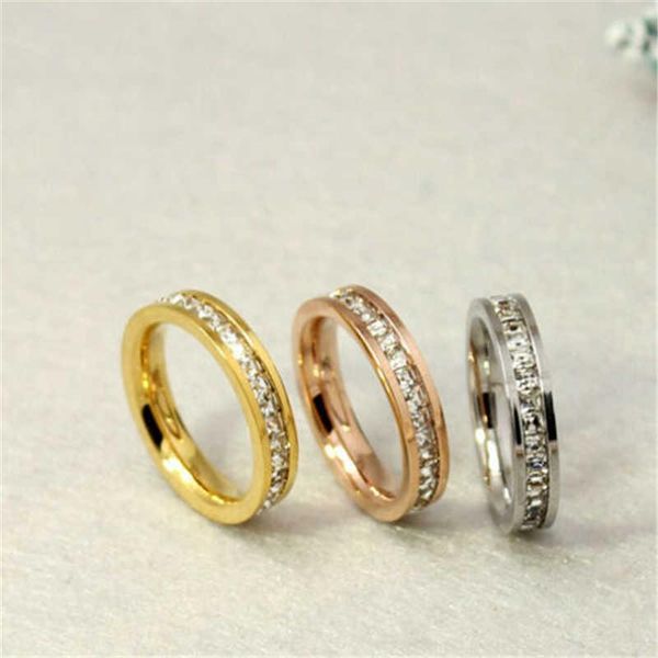 

wedding rings fashion size 3-10 silver color rose gold men/womens cz ring titanium steel, Slivery;golden
