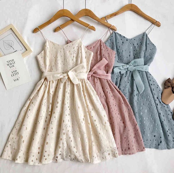 

summer women spaghetti strap strapless mini dress casual bow sash tie up slim backless beach 210423, Black;gray