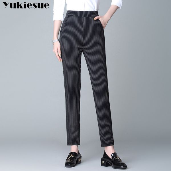 

streetwear striped print harem pants for women trousers women's capris loose casual female plus large size 4xl 210518, Black;white