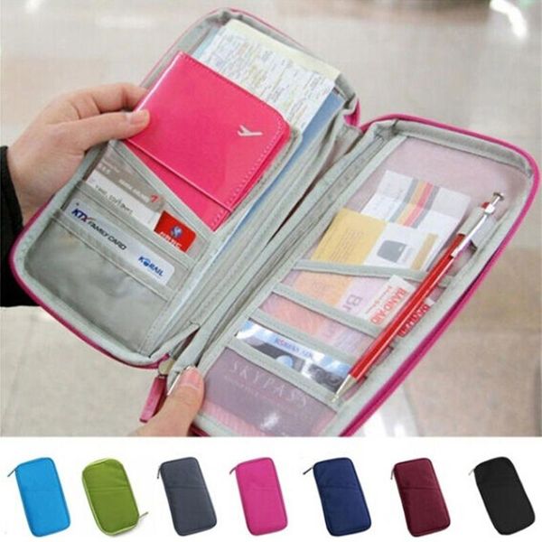 

card holders travel storage bags passport credit id cash holder document bag multifunction wallet purse accessories, Brown;gray