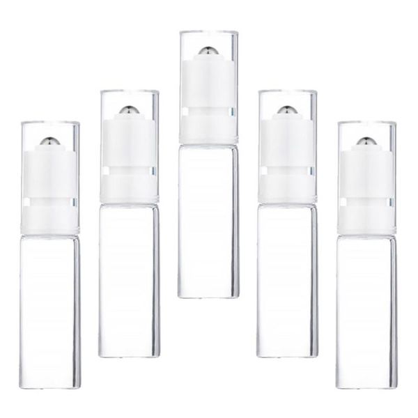 

storage bottles & jars 5pcs 10ml essential oil glass roller container dispenser