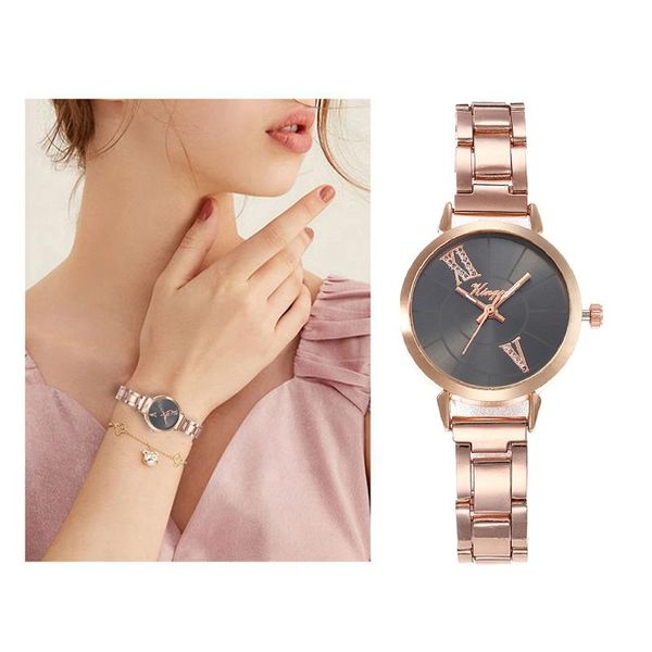 

wristwatches simple gold and silver quartz wristwatch women watch christmas diamond leather band analog fashi wrist watches, Slivery;brown