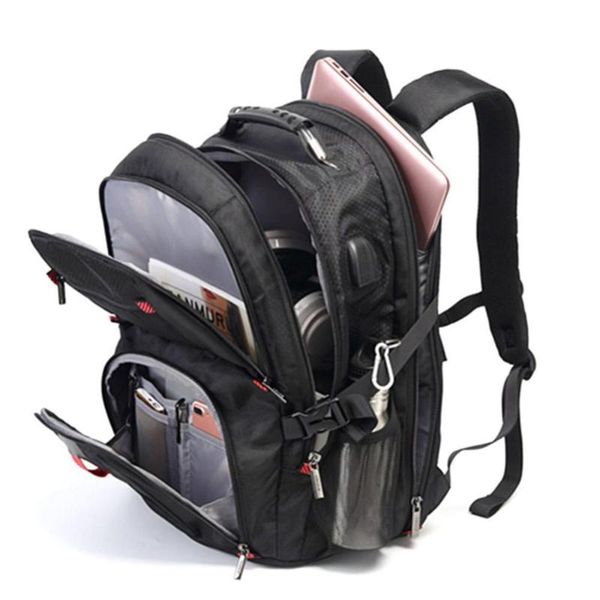 

backpack men travel waterproof lapbag schoolbag with usb port headphone hole