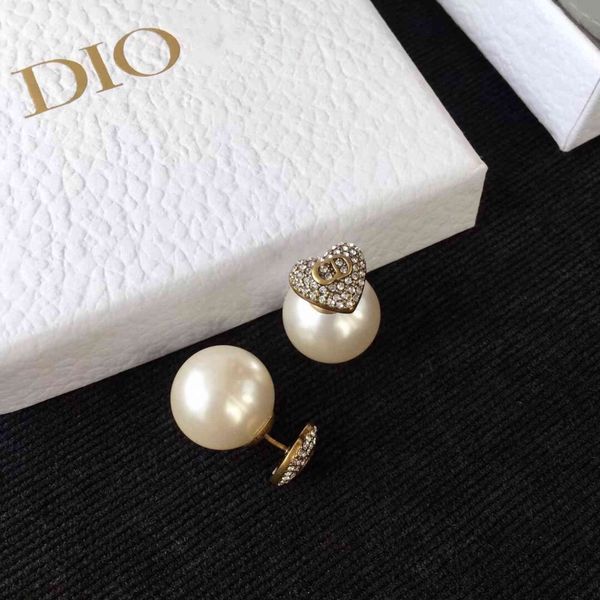 

earrings charm studd family / dijia autumn and winter love letter pearl women's fashion creative personality, Golden