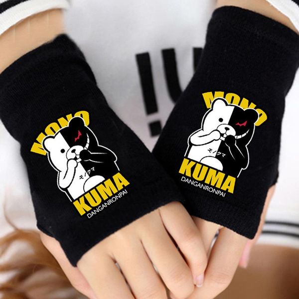 

party masks fashion anime danganronpa logo half finger glove cotton knitting fingerless mitten lovers cosplay accessories gifts warm gloves