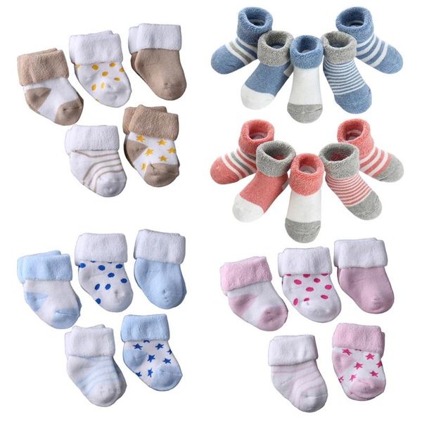 

socks 5 pairs warm baby autumn winter boys girls foot sox for 0-3years thicken cotton terry born toddler stockings, Pink;yellow