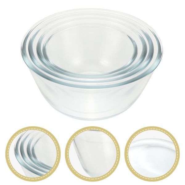 

bowls 4pcs kitchen mixing glass transparent salad soup fruit