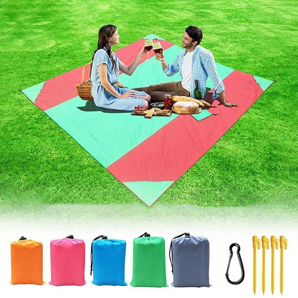 

color block waterproof folding outdoor picnic blanket camping beach cushion mat ground tarp pads